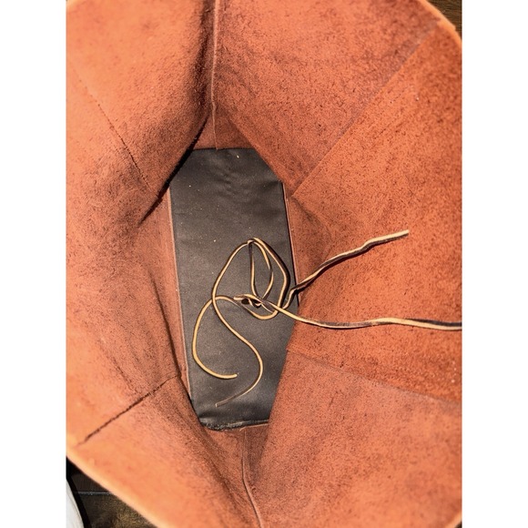 Leather Tote Bag Purse Double Top Handle Shoulder Brown Distressed Boho Minimal - Picture 10 of 16